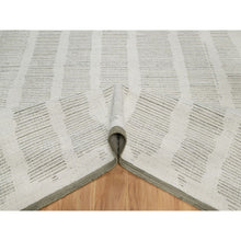 Load image into Gallery viewer, 8&#39;x10&#39; Alabaster White, Hand Woven, Flat Weave With Textured Pile, Undyed Natural Wool, Oriental Rug FWR550374