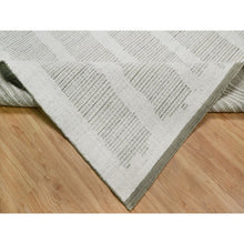 Load image into Gallery viewer, 8&#39;x10&#39; Alabaster White, Hand Woven, Flat Weave With Textured Pile, Undyed Natural Wool, Oriental Rug FWR550374