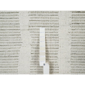 8'x10' Alabaster White, Hand Woven, Flat Weave With Textured Pile, Undyed Natural Wool, Oriental Rug FWR550374