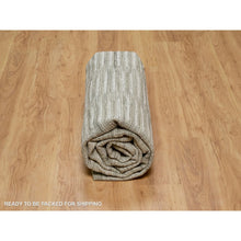 Load image into Gallery viewer, 8&#39;x10&#39; Alabaster White, Hand Woven, Flat Weave With Textured Pile, Undyed Natural Wool, Oriental Rug FWR550374