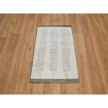 Load image into Gallery viewer, 2&#39;x3&#39; Papyrus White, Hand Woven, Flat Weave With Textured Pile, Undyed Natural Wool, Mat, Sample, Oriental Rug FWR550392