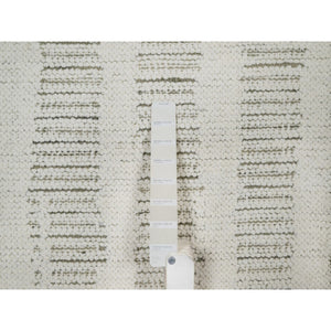 2'x3' Papyrus White, Hand Woven, Flat Weave With Textured Pile, Undyed Natural Wool, Mat, Sample, Oriental Rug FWR550392