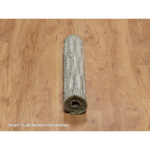 2'x3' Papyrus White, Hand Woven, Flat Weave With Textured Pile, Undyed Natural Wool, Mat, Sample, Oriental Rug FWR550392