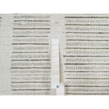 Load image into Gallery viewer, 9&#39;x12&#39; Pearl White, Hand Woven, Flat Weave With Pile, Undyed Natural Wool, Textured, Oriental Rug FWR550404