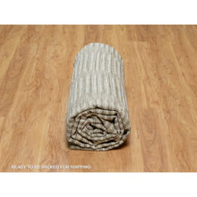 Load image into Gallery viewer, 9&#39;x12&#39; Pearl White, Hand Woven, Flat Weave With Pile, Undyed Natural Wool, Textured, Oriental Rug FWR550404