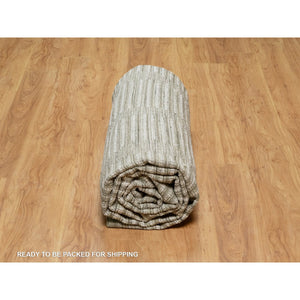 9'x12' Pearl White, Hand Woven, Flat Weave With Pile, Undyed Natural Wool, Textured, Oriental Rug FWR550404