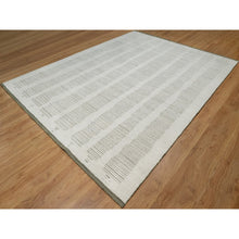 Load image into Gallery viewer, 9&#39;x12&#39;1&quot; Chiffon White, Undyed Natural Wool, Hand Woven, Flat Weave With Pile, Textured, Oriental Rug FWR550410