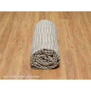 9'x12'1" Chiffon White, Undyed Natural Wool, Hand Woven, Flat Weave With Pile, Textured, Oriental Rug FWR550410