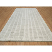 Load image into Gallery viewer, 12&#39;x15&#39; Alabaster White, Hand Woven, Flat Weave With Textured Pile, Undyed Natural Wool, Xl, Oversized, Oriental Rug FWR550452
