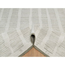 Load image into Gallery viewer, 12&#39;x15&#39; Alabaster White, Hand Woven, Flat Weave With Textured Pile, Undyed Natural Wool, Xl, Oversized, Oriental Rug FWR550452