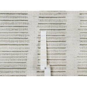 12'x15' Alabaster White, Hand Woven, Flat Weave With Textured Pile, Undyed Natural Wool, Xl, Oversized, Oriental Rug FWR550452