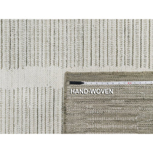 12'x15' Alabaster White, Hand Woven, Flat Weave With Textured Pile, Undyed Natural Wool, Xl, Oversized, Oriental Rug FWR550452