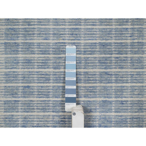 2'2"x3'1" Yonder Blue, Modern Plain Decor Box Design, Pure Wool, Soft To The Touch, Loomed Knotted, Mat, Sample, Oriental Rug FWR550458