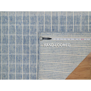 2'2"x3'1" Yonder Blue, Modern Plain Decor Box Design, Pure Wool, Soft To The Touch, Loomed Knotted, Mat, Sample, Oriental Rug FWR550458