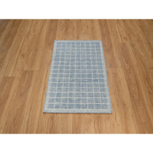 Load image into Gallery viewer, 2&#39;x3&#39;1&quot; Arona Blue, Modern Plain Decor Box Design, Pure Wool, Soft To The Touch, Loomed Knotted, Sample, Mat, Oriental Rug FWR550470