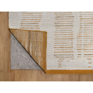 9'x12'1" Chiffon White, Flat Weave With Textured Pile, Undyed Natural Wool, Hand Woven, Oriental Rug FWR550494