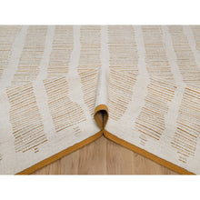 Load image into Gallery viewer, 9&#39;x12&#39;1&quot; Chiffon White, Flat Weave With Textured Pile, Undyed Natural Wool, Hand Woven, Oriental Rug FWR550494