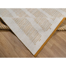 Load image into Gallery viewer, 9&#39;x12&#39;1&quot; Chiffon White, Flat Weave With Textured Pile, Undyed Natural Wool, Hand Woven, Oriental Rug FWR550494