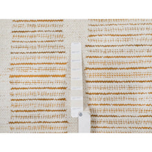 Load image into Gallery viewer, 9&#39;x12&#39;1&quot; Chiffon White, Flat Weave With Textured Pile, Undyed Natural Wool, Hand Woven, Oriental Rug FWR550494