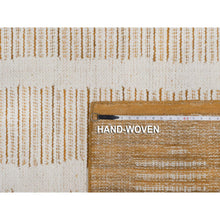 Load image into Gallery viewer, 9&#39;x12&#39;1&quot; Chiffon White, Flat Weave With Textured Pile, Undyed Natural Wool, Hand Woven, Oriental Rug FWR550494