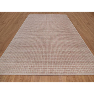 12'1"x15' Rose Pink, Pure Wool, Modern Plain Decor Box Design, Soft To Touch, Loomed Knotted, Oversized, Xl, Oriental Rug FWR550512