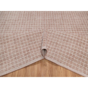 12'1"x15' Rose Pink, Pure Wool, Modern Plain Decor Box Design, Soft To Touch, Loomed Knotted, Oversized, Xl, Oriental Rug FWR550512