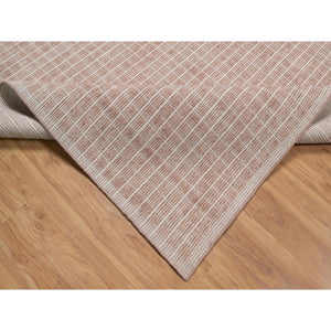 12'1"x15' Rose Pink, Pure Wool, Modern Plain Decor Box Design, Soft To Touch, Loomed Knotted, Oversized, Xl, Oriental Rug FWR550512