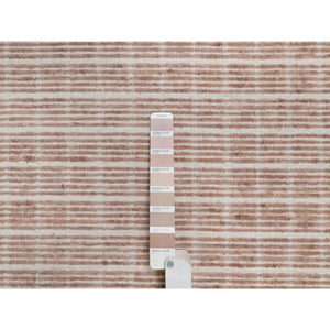 12'1"x15' Rose Pink, Pure Wool, Modern Plain Decor Box Design, Soft To Touch, Loomed Knotted, Oversized, Xl, Oriental Rug FWR550512