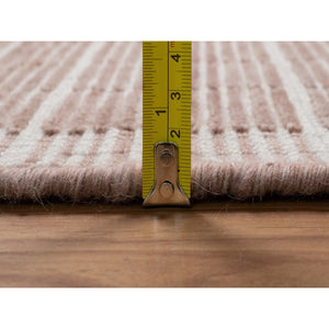 12'1"x15' Rose Pink, Pure Wool, Modern Plain Decor Box Design, Soft To Touch, Loomed Knotted, Oversized, Xl, Oriental Rug FWR550512