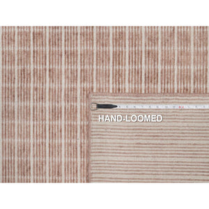 12'1"x15' Rose Pink, Pure Wool, Modern Plain Decor Box Design, Soft To Touch, Loomed Knotted, Oversized, Xl, Oriental Rug FWR550512