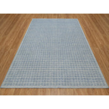 Load image into Gallery viewer, 8&#39;1&quot;x10&#39; Faded Denim Blue, Modern Plain Decor Box Design, Soft To Touch, Pure Wool, Loomed Knotted, Oriental Rug FWR550542