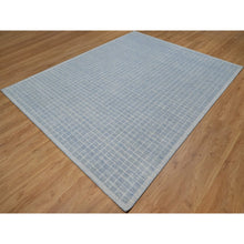 Load image into Gallery viewer, 8&#39;1&quot;x10&#39; Faded Denim Blue, Modern Plain Decor Box Design, Soft To Touch, Pure Wool, Loomed Knotted, Oriental Rug FWR550542