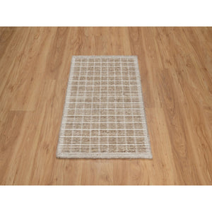 2'x3'1" Frappe Brown, Modern Plain Decor Box Design, Soft To Touch, Loomed Knotted, Pure Wool, Mat, Sample, Oriental Rug FWR550554