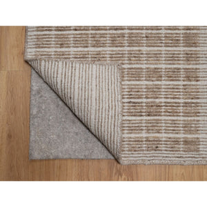 2'x3'1" Frappe Brown, Modern Plain Decor Box Design, Soft To Touch, Loomed Knotted, Pure Wool, Mat, Sample, Oriental Rug FWR550554