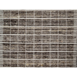 2'x3'1" Mocha Brown, Modern Plain Decor Box Design, Soft To Touch, Pure Wool, Loomed Knotted, Sample, Mat, Oriental Rug FWR550566