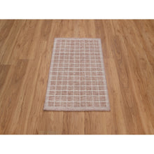 Load image into Gallery viewer, 1&#39;10&quot;x3&#39;1&quot; Light Pink, Modern Plain Decor Box Design, Soft To Touch, Loomed Knotted, Pure Wool, Sample, Mat, Oriental Rug FWR550584