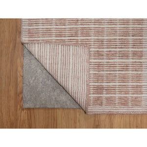 1'10"x3'1" Light Pink, Modern Plain Decor Box Design, Soft To Touch, Loomed Knotted, Pure Wool, Sample, Mat, Oriental Rug FWR550584