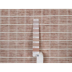 1'10"x3'1" Light Pink, Modern Plain Decor Box Design, Soft To Touch, Loomed Knotted, Pure Wool, Sample, Mat, Oriental Rug FWR550584