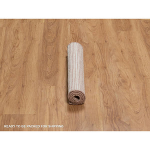 1'10"x3'1" Light Pink, Modern Plain Decor Box Design, Soft To Touch, Loomed Knotted, Pure Wool, Sample, Mat, Oriental Rug FWR550584