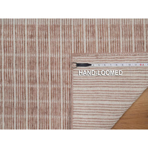 1'10"x3'1" Light Pink, Modern Plain Decor Box Design, Soft To Touch, Loomed Knotted, Pure Wool, Sample, Mat, Oriental Rug FWR550584