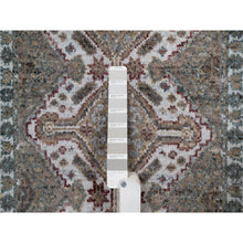 Load image into Gallery viewer, 2&#39;x3&#39; Alabaster White, Unique Flower Rosettes Border Design, Shiraz Reimagined, Hand Knotted, Natural Wool, Thick And Plush, Mat, Sample, Oriental Rug FWR550590