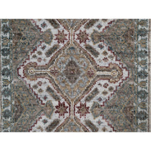 Load image into Gallery viewer, 2&#39;x3&#39; Alabaster White, Unique Flower Rosettes Border Design, Shiraz Reimagined, Hand Knotted, Natural Wool, Thick And Plush, Mat, Sample, Oriental Rug FWR550590
