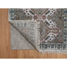 Load image into Gallery viewer, 2&#39;x3&#39; Daisy White, Unique Flower Rosettes Border Design, Shiraz Reimagined, Hand Knotted, Pure Wool, Thick And Plush, Sample, Mat, Oriental Rug FWR550602