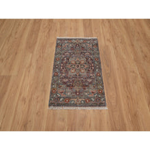 Load image into Gallery viewer, 1&#39;10&quot;x3&#39; Mahogany Red, Heriz Revival, Vegetable Dyes, Hand Knotted, Natural Wool, Thick And Plush, Soft Pile, Sample, Mat, Oriental Rug FWR550614