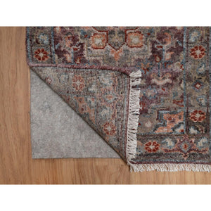 1'10"x3' Mahogany Red, Heriz Revival, Vegetable Dyes, Hand Knotted, Natural Wool, Thick And Plush, Soft Pile, Sample, Mat, Oriental Rug FWR550614