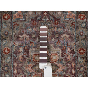 1'10"x3' Mahogany Red, Heriz Revival, Vegetable Dyes, Hand Knotted, Natural Wool, Thick And Plush, Soft Pile, Sample, Mat, Oriental Rug FWR550614