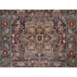 1'10"x3' Mahogany Red, Heriz Revival, Vegetable Dyes, Hand Knotted, Natural Wool, Thick And Plush, Soft Pile, Sample, Mat, Oriental Rug FWR550614