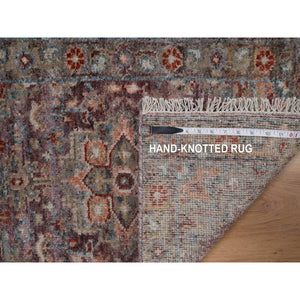 1'10"x3' Mahogany Red, Heriz Revival, Vegetable Dyes, Hand Knotted, Natural Wool, Thick And Plush, Soft Pile, Sample, Mat, Oriental Rug FWR550614