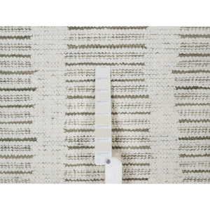 8'x8' Cream White, Undyed Natural Wool, Hand Woven, Flat Weave With Textured Pile, Round, Oriental Rug FWR550620