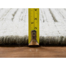 Load image into Gallery viewer, 8&#39;x8&#39; Cream White, Undyed Natural Wool, Hand Woven, Flat Weave With Textured Pile, Round, Oriental Rug FWR550620